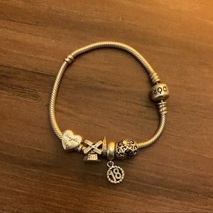 Pandora bracelet with charms